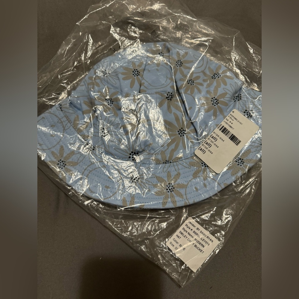 BSR Smileyx Samii Ryan Modern Daisy Blue Floral Bucket Womens Hat OSFM 😃🌼🩵
